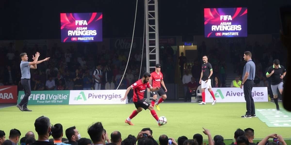 Assam Avengers FIFA India Cup Finals Assam Avengers FIFA India Cup tournament finals with players competing on stage in front of large crowd