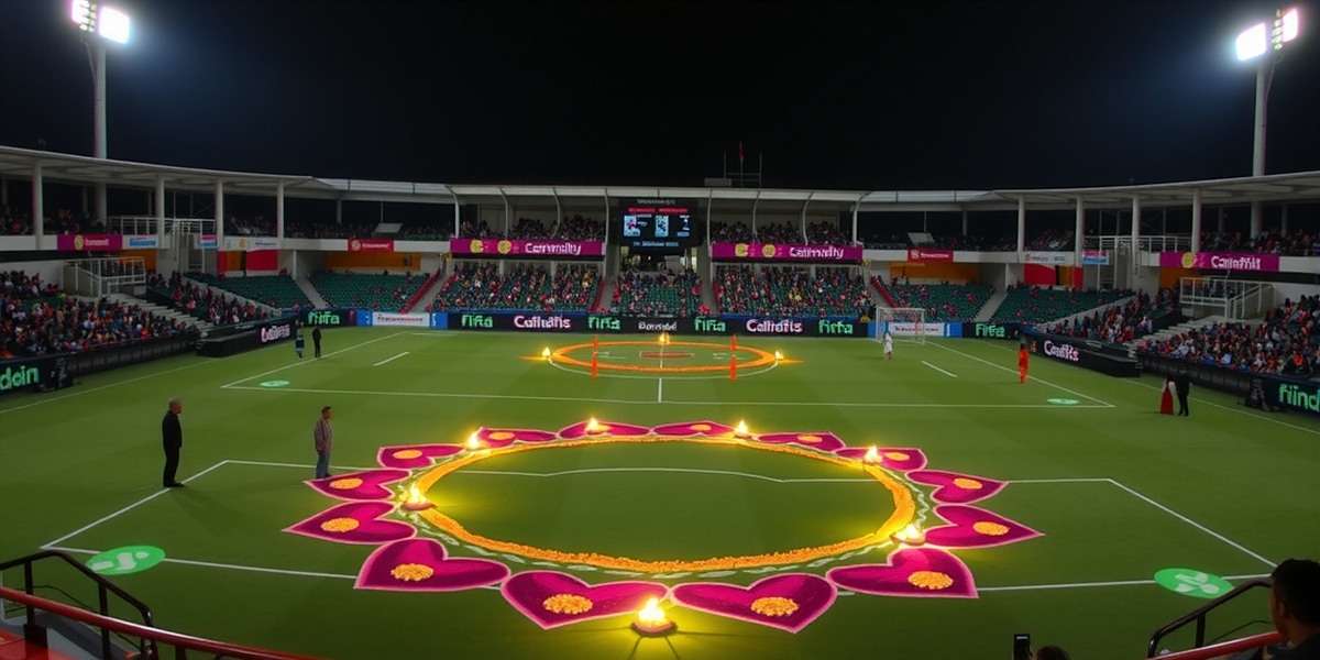 Assam Avengers FIFA Diwali Special Event Assam Avengers FIFA Diwali special event showing stadium decorated with diyas and rangoli patterns